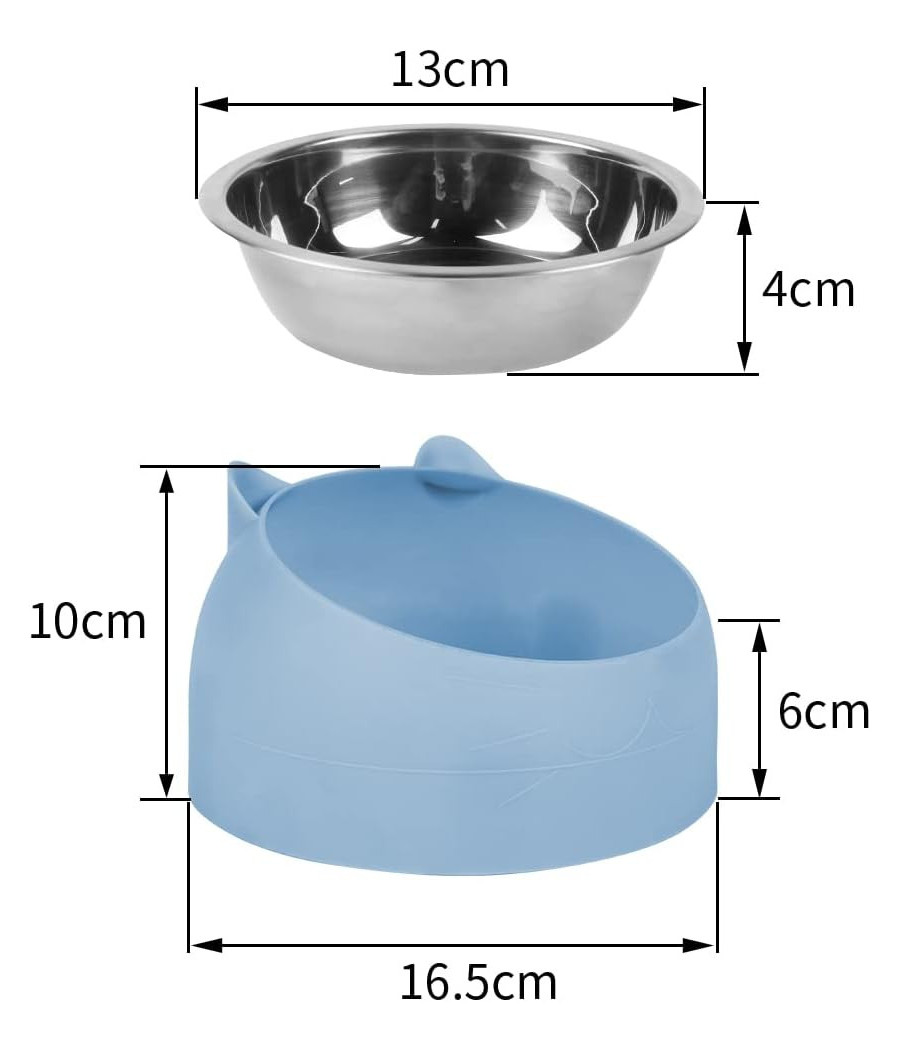Cuenco de acero inoxidable con plastico fuera, en diseño oeja de gato 19x45x10cm