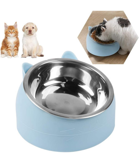 Cuenco de acero inoxidable con plastico fuera, en diseño oeja de gato 19x45x10cm